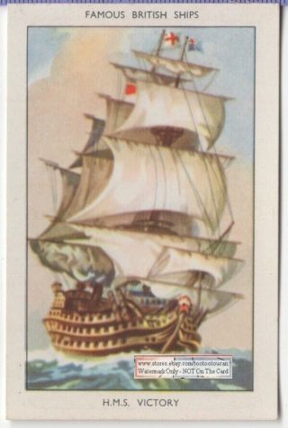 1765 Hms " Victory " Lord Nelson Navy Battle Trafalgar Flags 60,  Y/o Ad Trade Card
