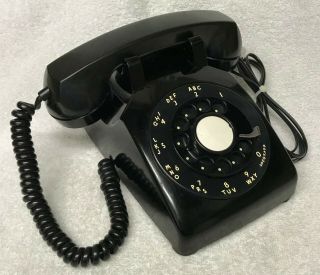 Vintage 1950s Western Electric C/d 500 3 - 56 Black Rotary Desktop Telephone