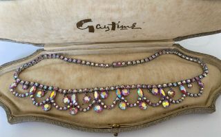 Vintage Jewellery Silver Tone Aurora Borealis Crystal Chandelier Necklace 2
