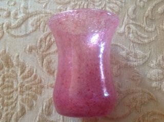 Vintage Scottish Art Glass Pink Bubbled Vase