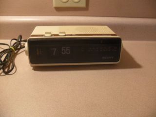 Vintage Sony Icf C310w Digimatic Flip Clock Alarm Radio Am/fm White