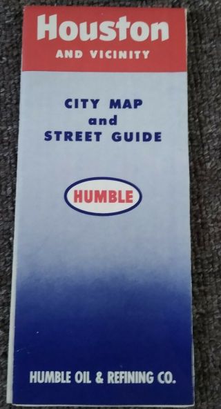 1950s Humble Oil Co.  Road Map Of Houston,  Texas