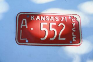 Vintage 1971 Kansas Al County Motorcycle License Plate
