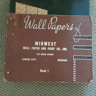Vintage 14 " X 18 " Wallpaper Sample Book Midwest Wall Paper Paint Co.  Mid Century