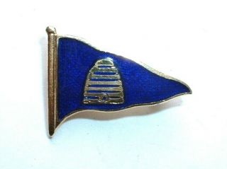 Rare Vintage Unknown Beehive Yacht Club Sailing Flag Pennant Enamel Badge - Nr