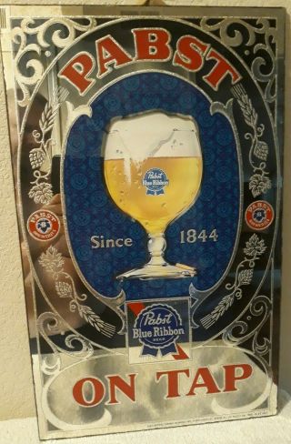 Rare Since 1844 Pabst Blue Ribbon Beer On Tap Mirror (vintage) Breweries Bar