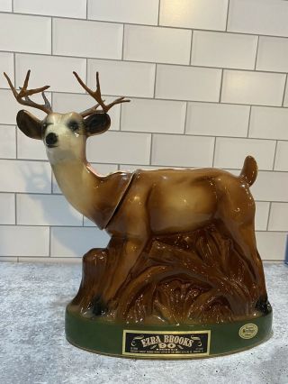 Vintage 1974 Ezra Brooks 90 Proof Whiskey Whitetail Deer Hunting Decanter