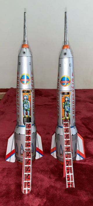 2 Lemezaru Vtg Cordatic Tin Friction Toy Space Russian Rocket Holdraketa Hungary