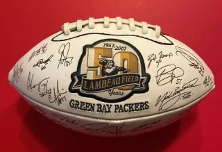 1957–2007 Green Bay Packers Facsimile Team Signed Football Vtg 50 Years Favre