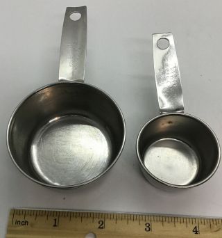 Vintage Foley Measuring Cups 1/3,  1/8 Set Of Two Stainless Steel