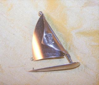 Vintage Lambda Chi Alpha Fraternity Sterling Sailboat Crest Pin / Brooch Old