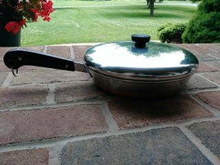 Vintage Revere Ware 1801 10 Inch Skillet Frying Pan Copper Bottom With Lid