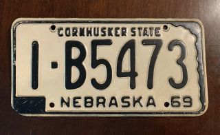Vintage 1969 Nebraska Cornhusker State License Plate