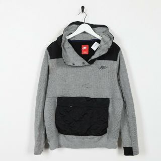 Vintage Nike Small Logo Hoodie Sweatshirt Grey | Large L