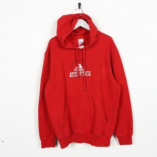 Vintage Adidas Athletics Big Logo Hoodie Sweatshirt Red | Medium M