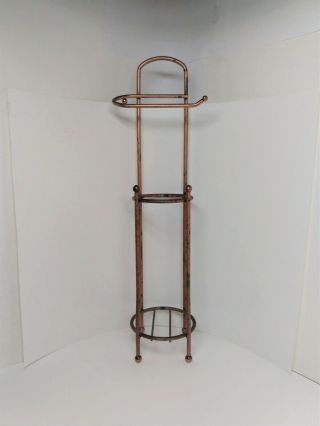 Vintage Solid Metal Rod Standing Toilet Paper Holder Dispenser 26 " H