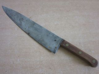 Large Antique Carbon Steel Chefs Knife 12 ",  17.  5 " W/ Handle