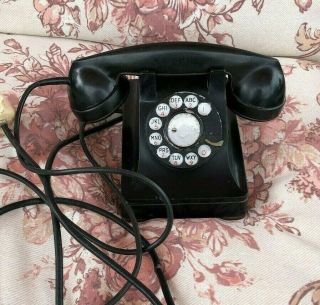 Vintage 1941 Western Electric 302 Black Rotary Dial Telephone With F1w Handset