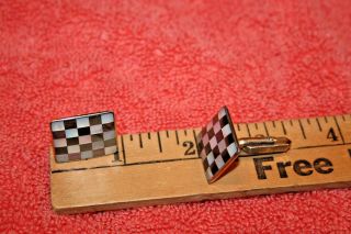 Vintage Germany Abalone & Mother of Pearl Checker Board Cufflinks 2