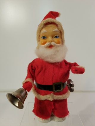 Vintage 60’s Santa Claus Japan Tin Litho Wind Up Bell Ringer