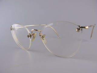 Vintage Algha 20 Rimless Gold Filled Eyeglasses Frames Made In England