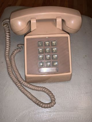 Vintage Stromberg Carlson Push Button Brown Beige Telephone Phone