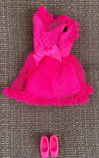 Vintage Barbie Francie Pink Power 1970 1762 Dress & Pink Square Toe Shoes