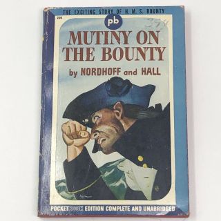 Vtg 1943 Mutiny On The Bounty By Nordhoff & Hall Pb Pocketbook War Effort
