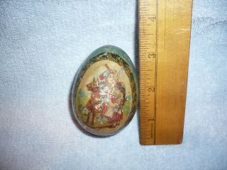 Antique Tin Litho Victorian Egg Candy Container Kids And Toy Pony
