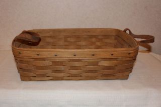 Vintage Longaberger 1986 Bread Basket With Leather Handles