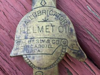 Vintage Letter Opener Helmet Oil A Lubricator Ch Besly & Co Chicago Ill