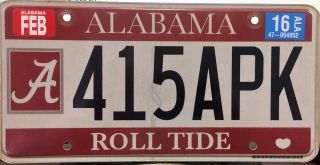 Alabama License Plate University Of Alabama Crimson Tide Car Tag Roll