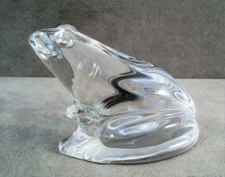 Vtg Baccarat France Signed Crystal Art Glass Frog Toad Paperweight Figurine 4.  5 "