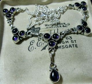 Vintage Style Jewellery Sterling Silver Amethyst Gem Stone Necklace