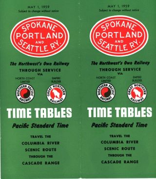 Spokane,  Portland & Seattle Ry,  System Passenger Time Table,  May 1,  1959 - 11 Pg