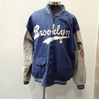 Vintage Brooklyn Dodgers Cooperstown Baseball Jacket 1991 Reversible 52 " Chest