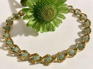 Vintage Avon Bracelet Jade Glass Gold Tone Peking 1980’s Htf Women’s Jewelry 7.  5