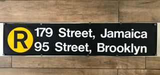 Vintage York City Nyc Subway Train Roll Destination Sign R Line Brooklyn