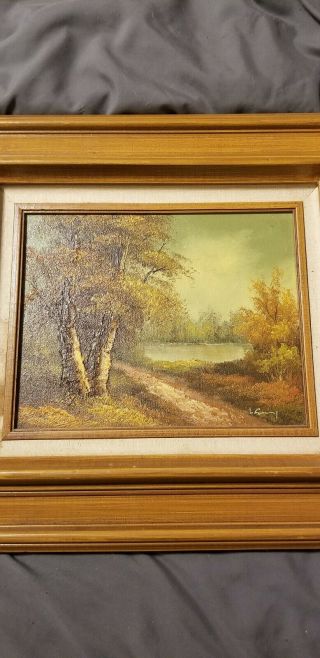 L.  Gammy Antique Oil On Board Painting Landscape Iartu