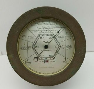 Vintage 1927 Taylor Instrument Stormoguide Heavy Brass Strip Barometer U.  S.  A