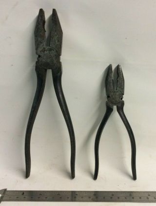 Vintage Elliot Lucas Pliers 10 " & 7 " Hand Tools