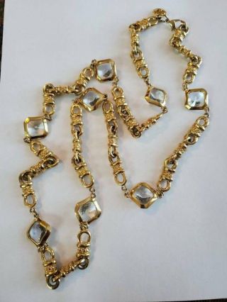 Vintage St Johns Gold Tone Openback Crystal Chain Necklace