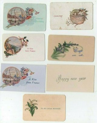 Ww1 Embroidered Silk Postcard Insert Cards Flowers Etc Vintage 1914 - 1918