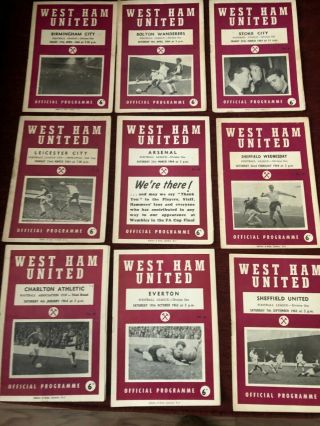9 X West Ham Vintage Programmes 1963/64
