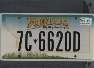 Montana Passenger 2009 License Plate " 7c 6620d " Natural Flathead