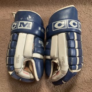 Vintage All Leather Ccm M - Hg135s Pro Gard Ccm Gloves Blue And White