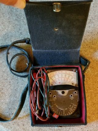 Triplett Model 310 Volt - Ohm - Ammeter Type 1 With Case & Leads