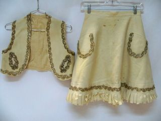Charming Vintage Ivory Cowgirl Costume Made Of Felt W Silver Sequins And Fringe