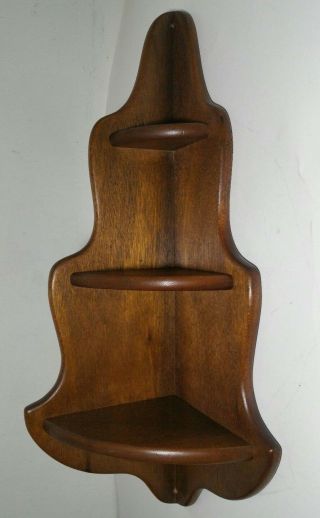Vintage/antique Solid Wood 3 - Tier Wall Corner Shelf (knick - Knacks,  Curio)