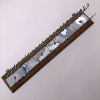 Vintage Selectie 19 " Tie Rack Wooden Chrome Hooks Holds 24 Neckties Scarfs Belts